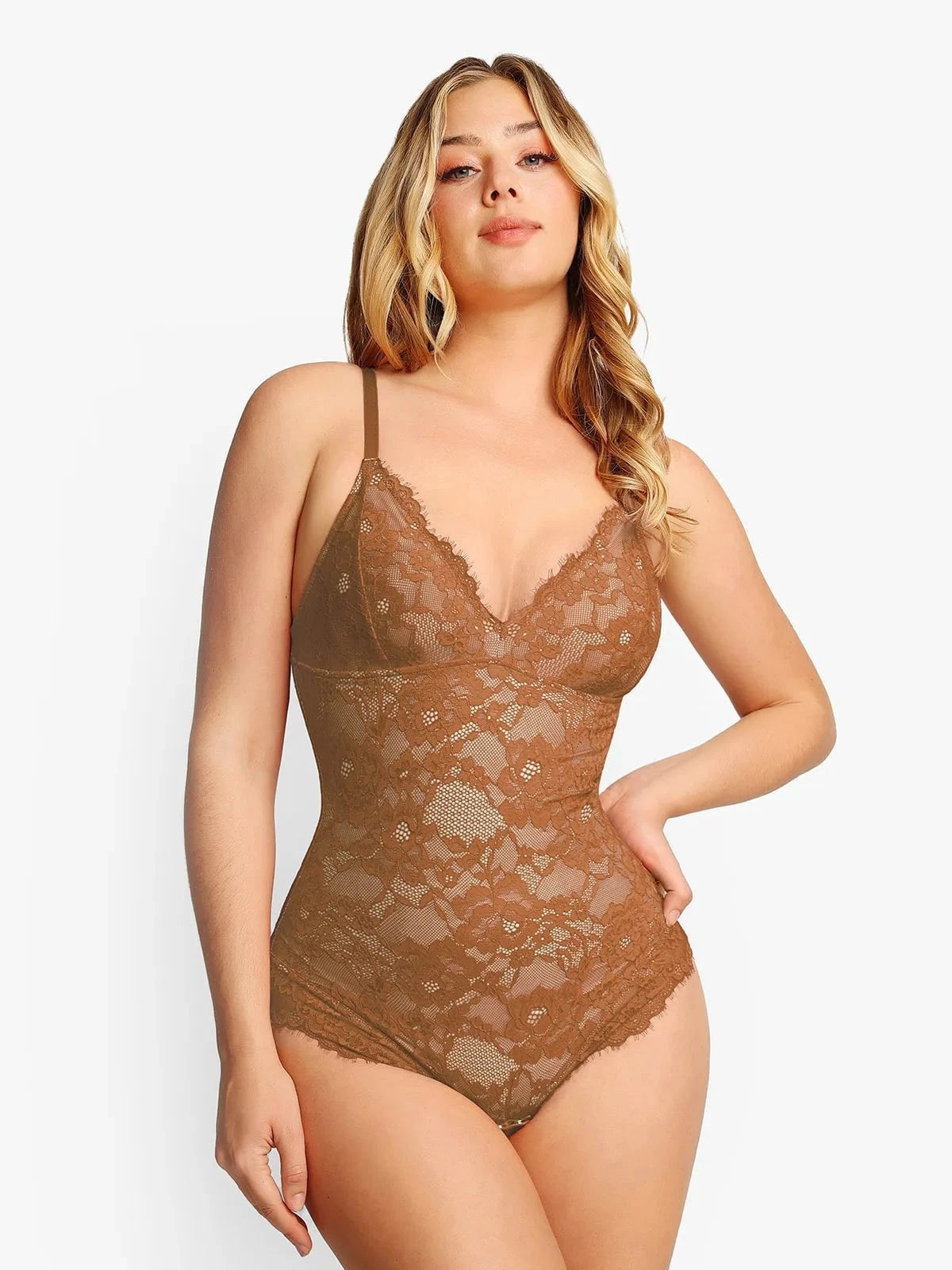Popilush Shapewear Firm Control Smoothing Full Lace Thong Bodysuit SpadezStore