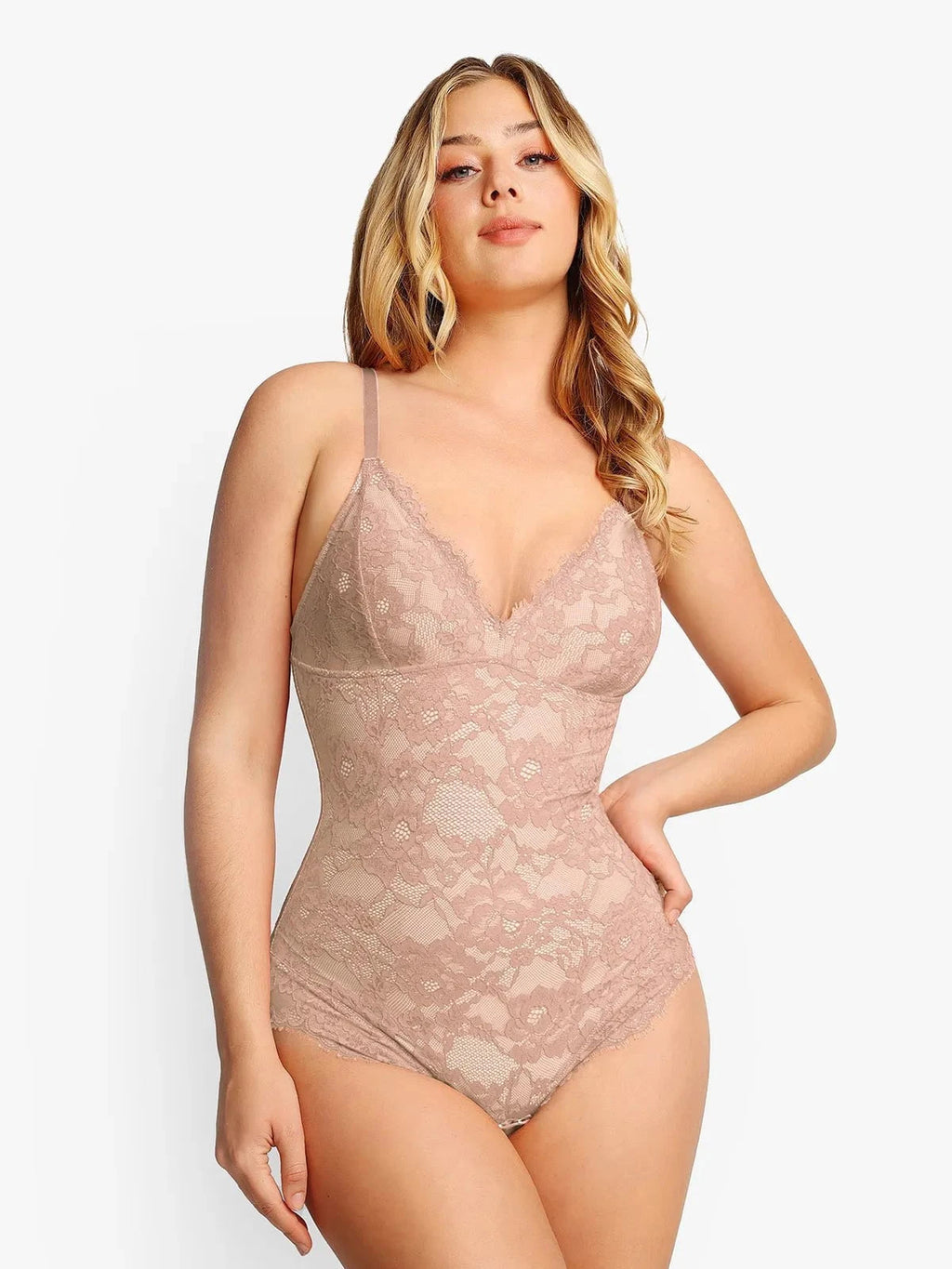 Popilush Shapewear Firm Control Smoothing Full Lace Thong Bodysuit SpadezStore