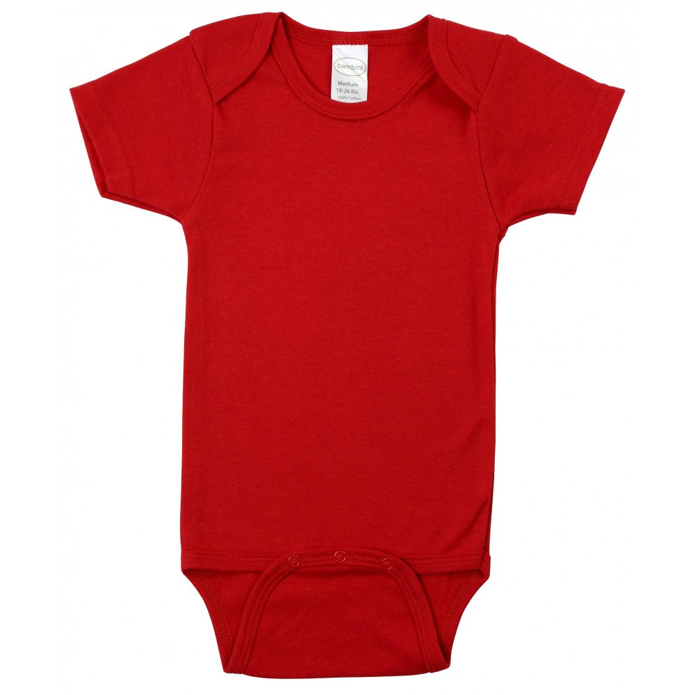 Bambini Red Interlock Short Sleeve Bodysuit Onesies SpadezStore