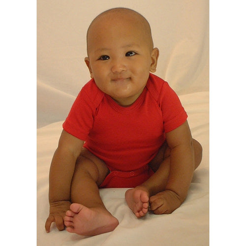 Bambini Red Interlock Short Sleeve Bodysuit Onesies SpadezStore