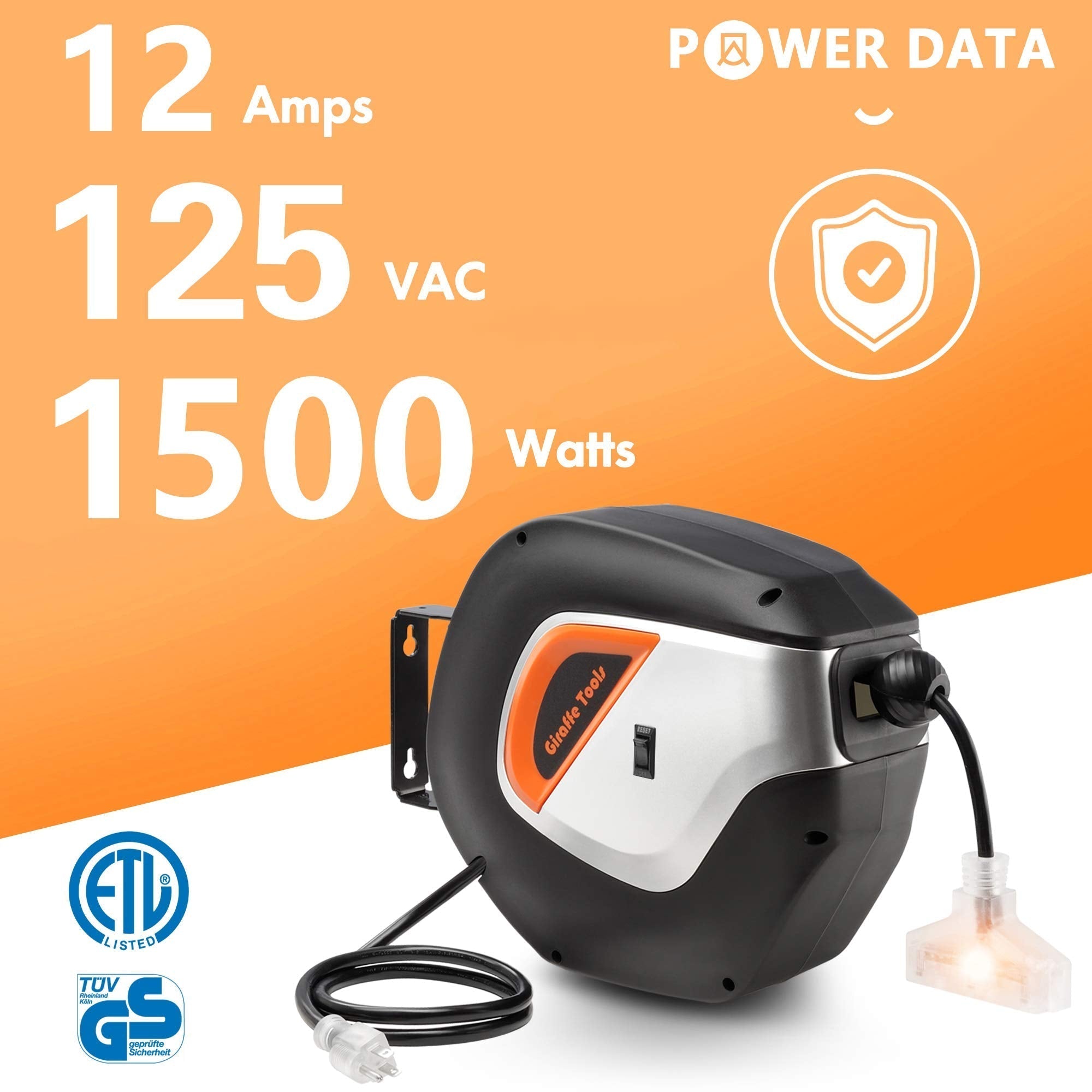 Retractable Extension Cord Reel-12/14/16 AWG SpadezStore