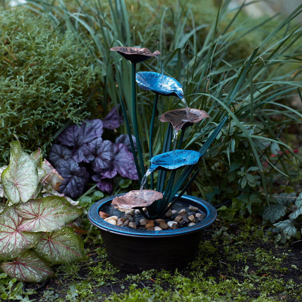 Bronze Metal Lotus Leaf Fountain 22"H