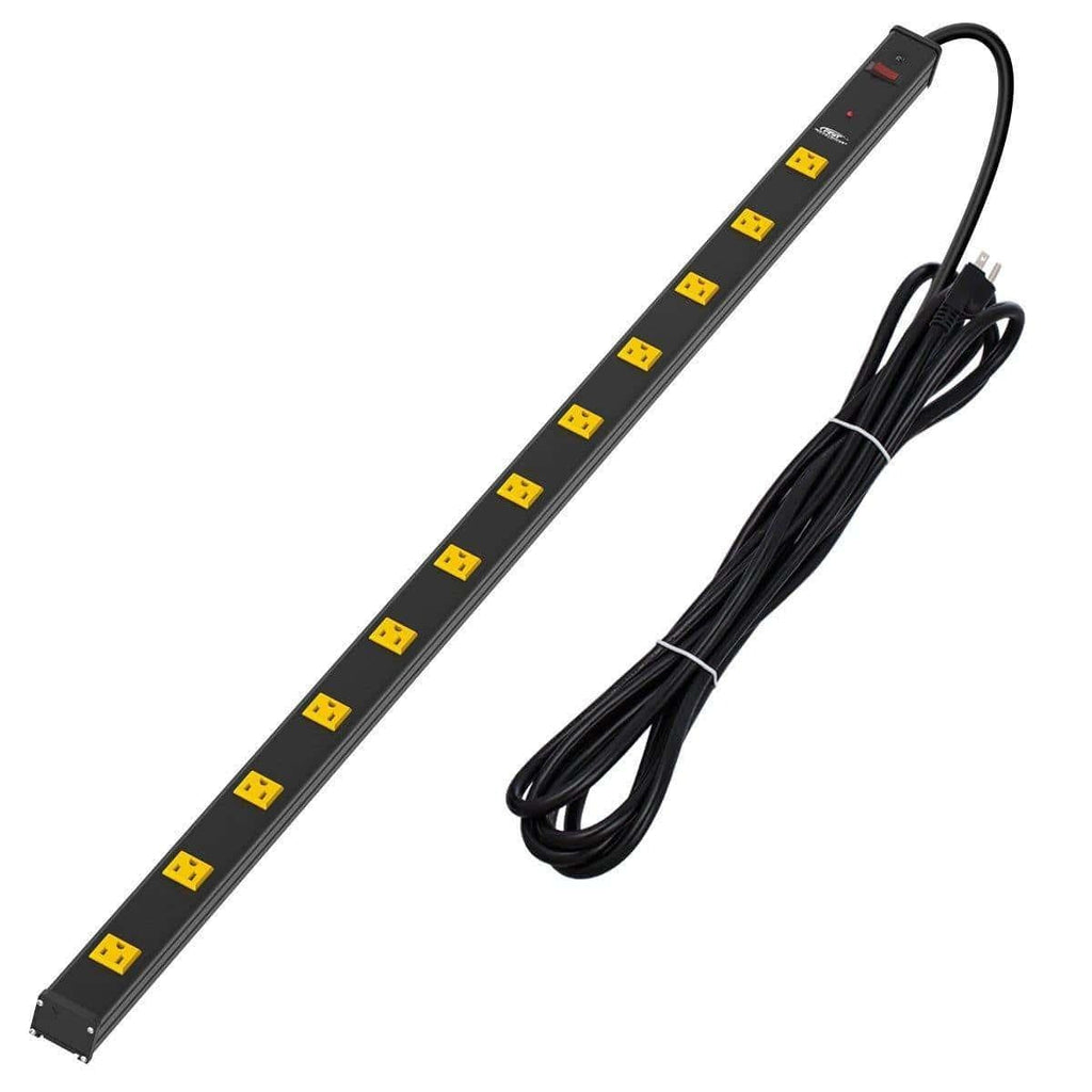 CRST 4.2" Wide Spaced 12 Outlets Mountable Metal Power Strip Surge Protector, 15FT Power Cord, Mounting Brackets Included SpadezStore