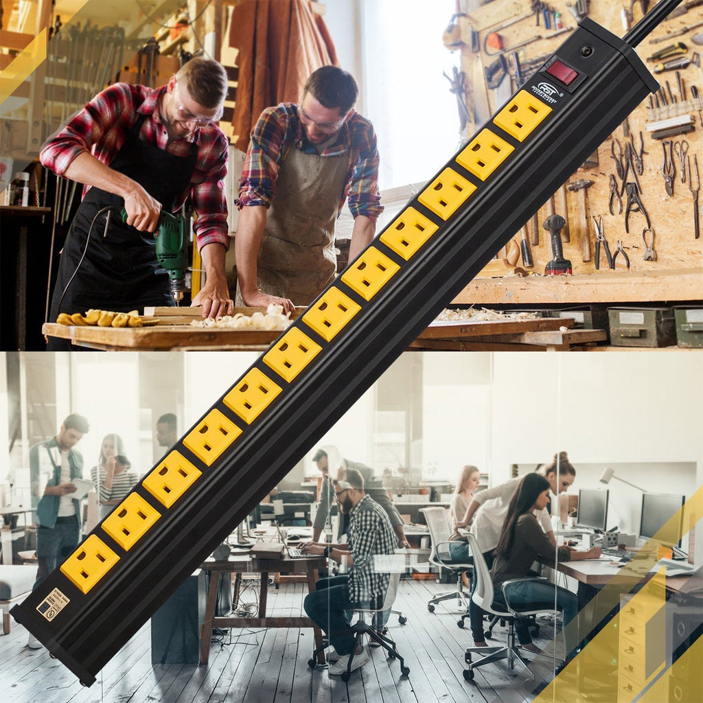 CRST 12 Outlets 2100 Joules Heavy Duty Metal Power Strip Surge Protector, 6FT Extension Power Cord, 15A Circuit Breaker, Mountable SpadezStore