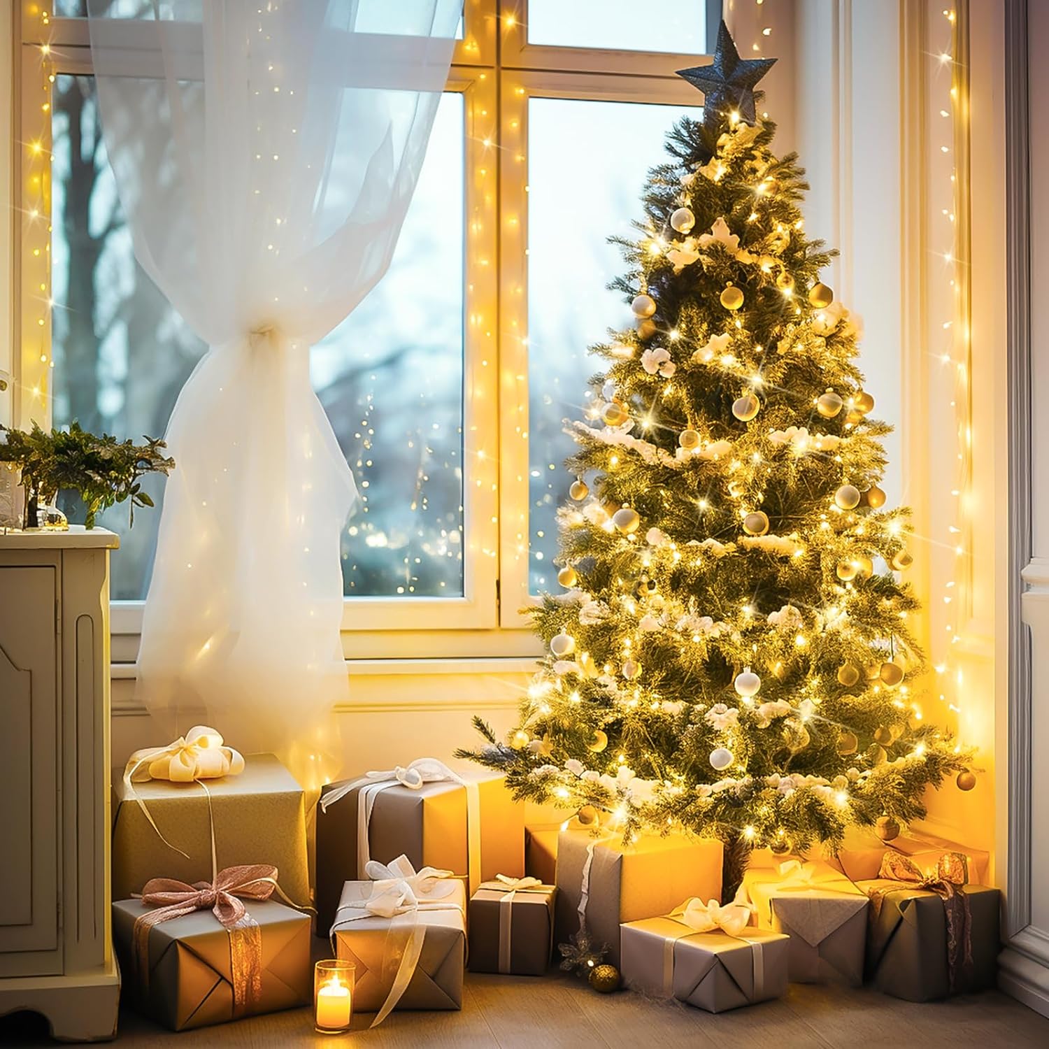 Perfect Holiday 100 LED Super Bright String Lights, Yellow