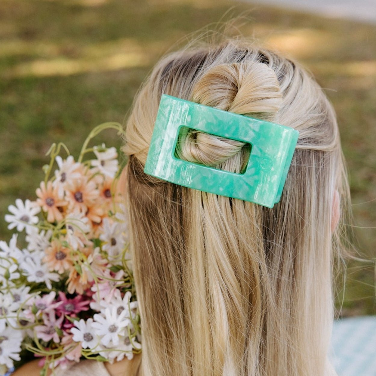 TELETIES Spring Splash Medium Flat Rectangle Hair Clip