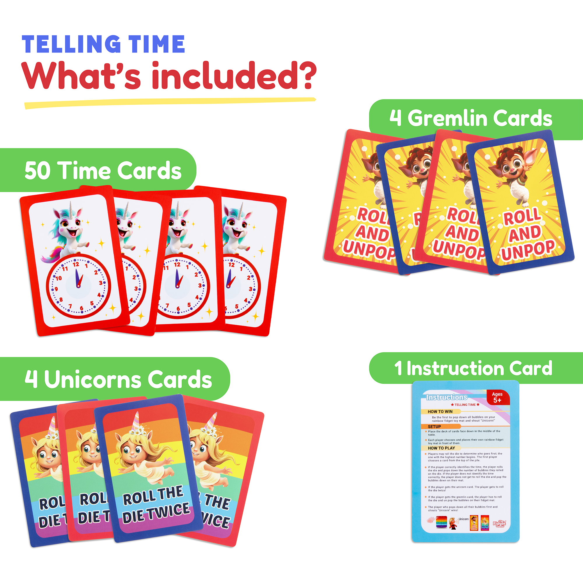 The Fidget Games Telling Time Card Pack SpadezStore