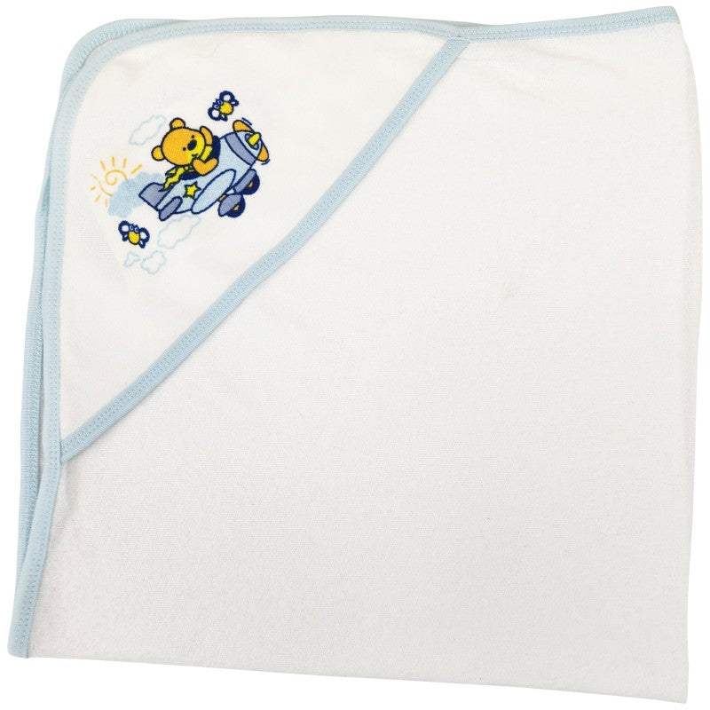 Bambini Hooded Towel with Blue Binding and Screen Prints