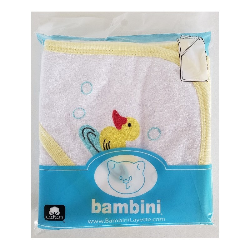 Bamini Hooded Towel with Yellow Binding and Screen Prints SpadezStore