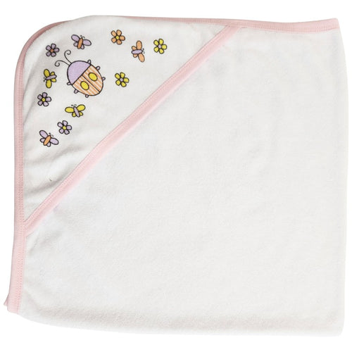 Bambini Hooded Towel with Pink Binding and Screen Prints SpadezStore