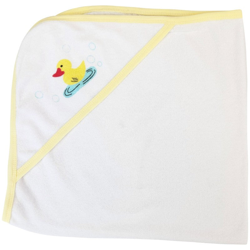 Bamini Hooded Towel with Yellow Binding and Screen Prints