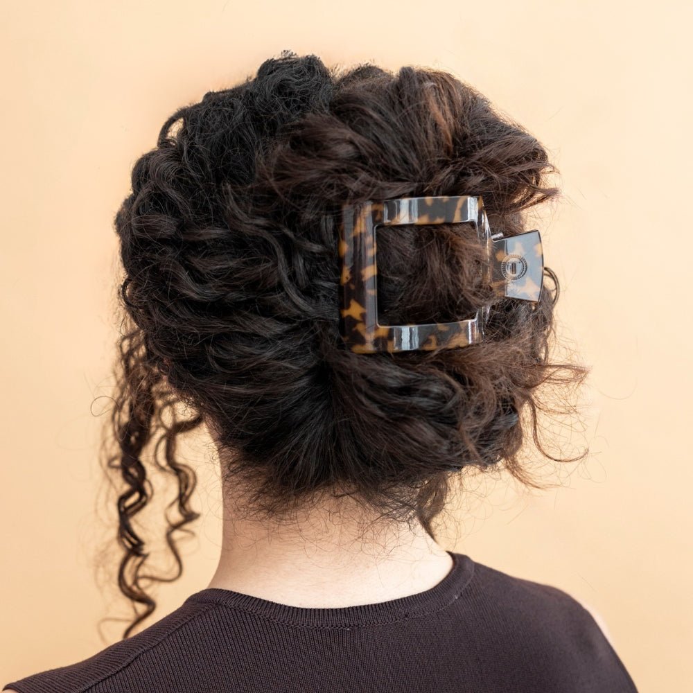 TELETIES Tortoise Large Flat Square Hair Clip