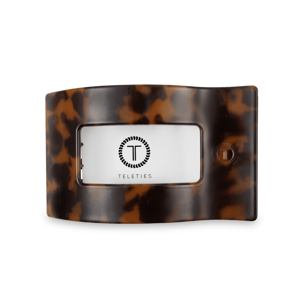 TELETIES Tortoise Medium Flat Rectangle Hair Clip
