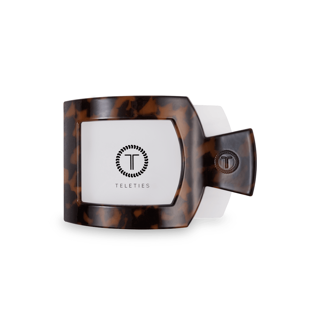 TELETIES Tortoise Medium Flat Square Hair Clip
