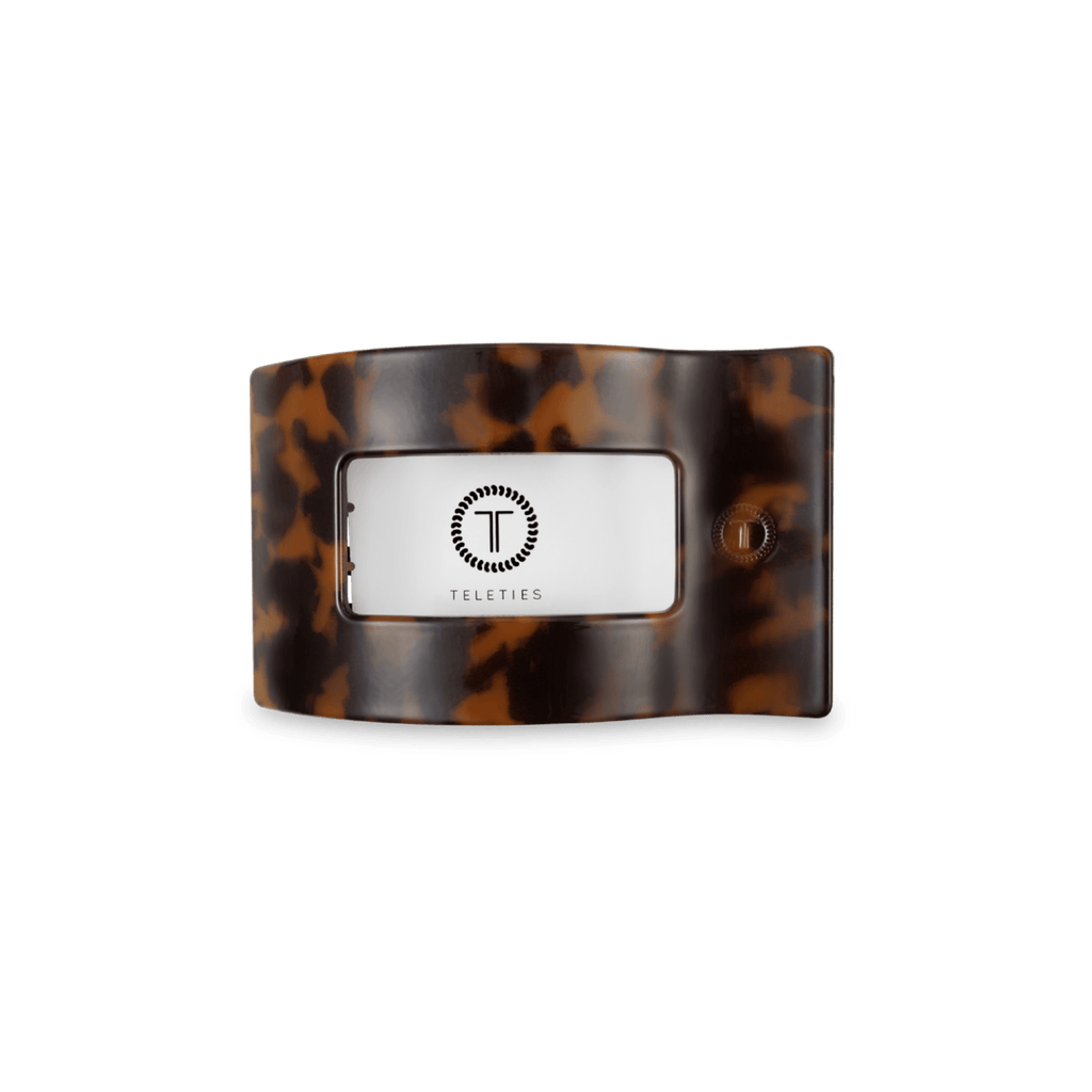TELETIES Tortoise Small Flat Rectangle Hair Clip