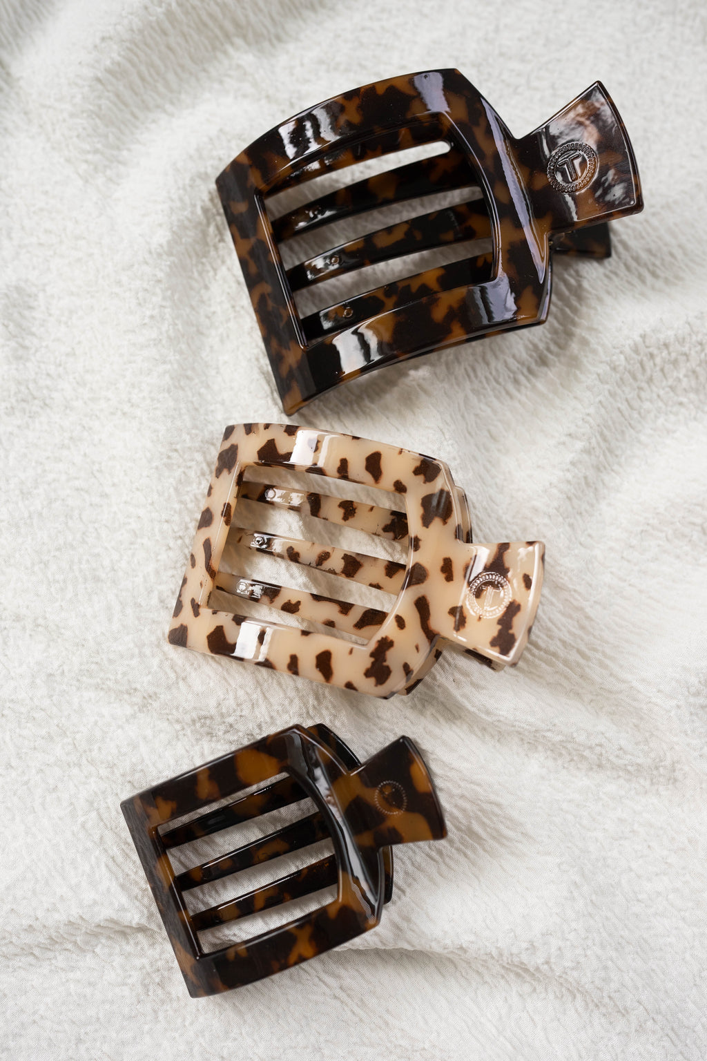 TELETIES Tortoise Small Flat Square Hair Clip