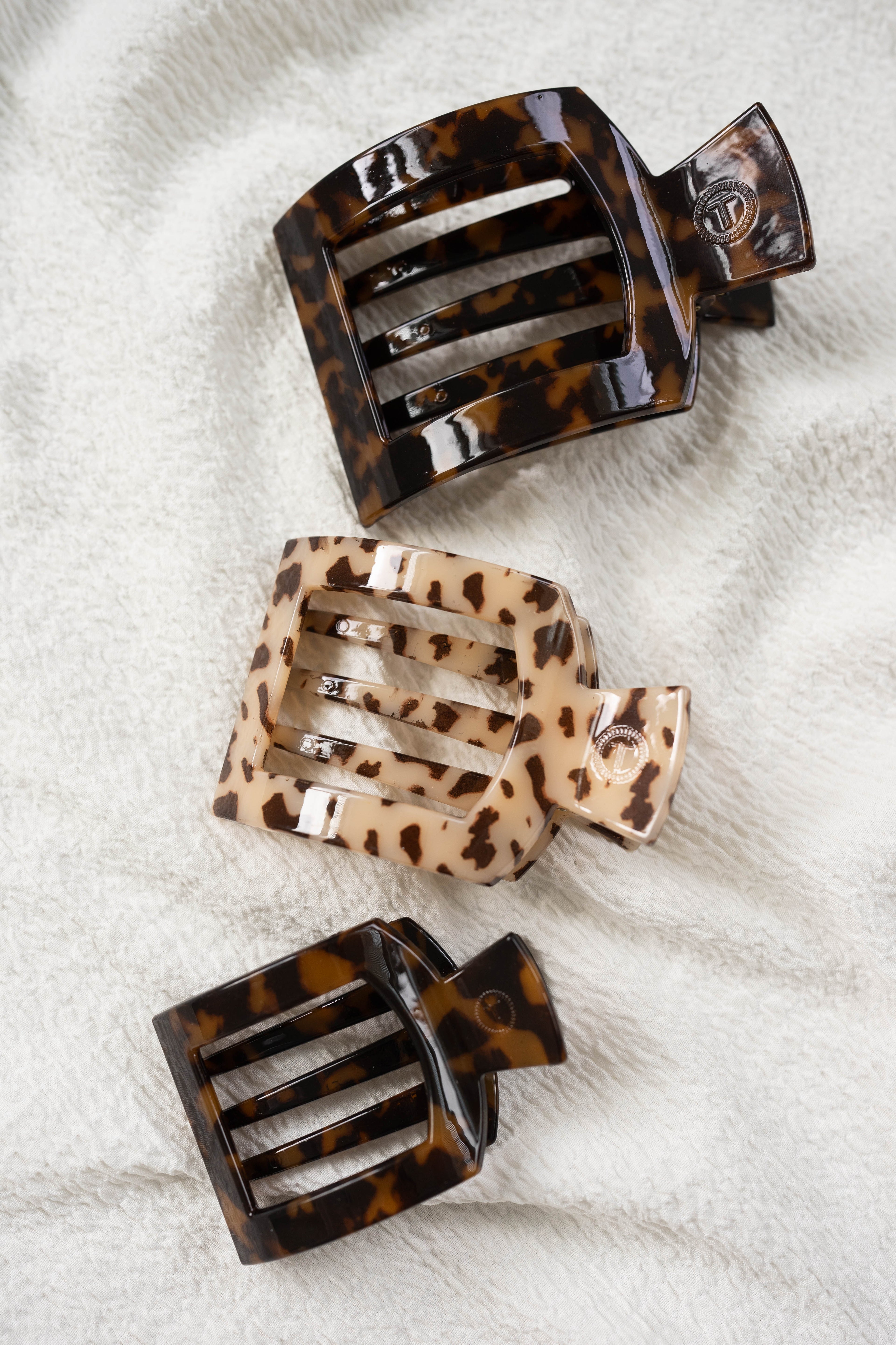 TELETIES Tortoise Small Flat Square Hair Clip