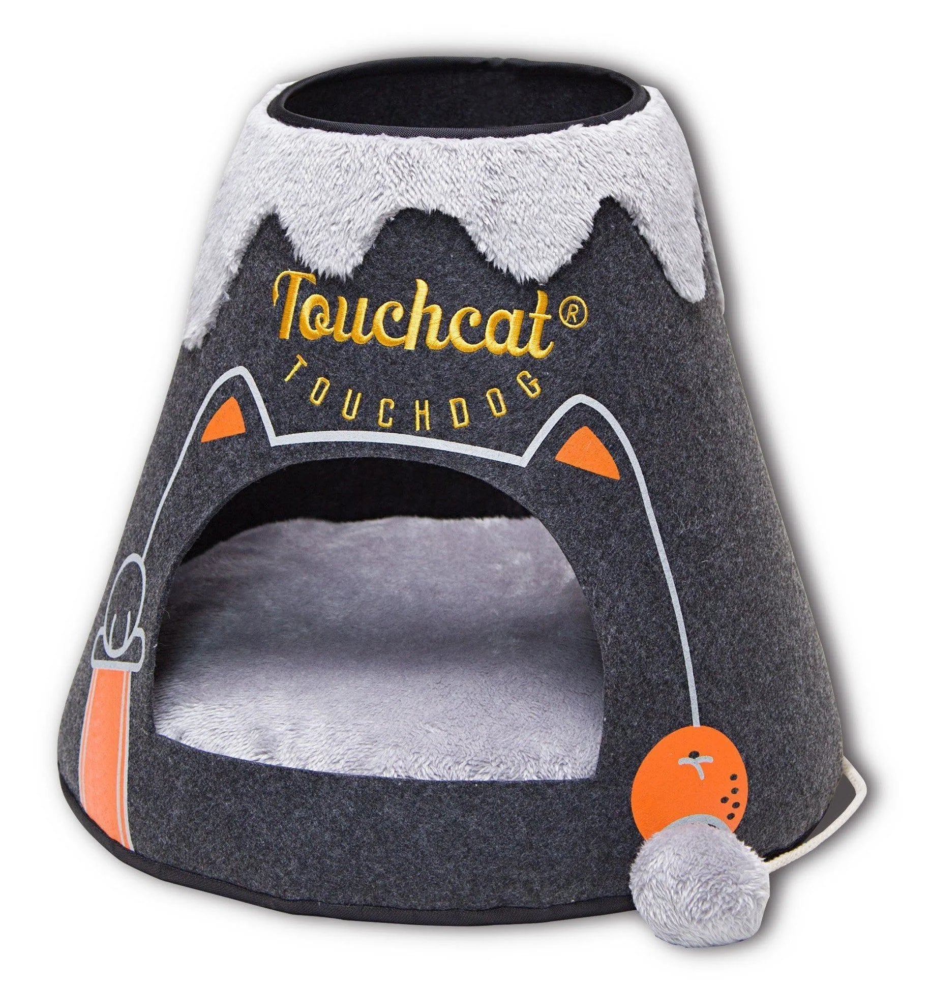 Touchcat 'Molten Lava' Triangular Frashion Designer Pet Kitty Cat Bed House Lounge Lounger w/ Hanging Teaser Toy