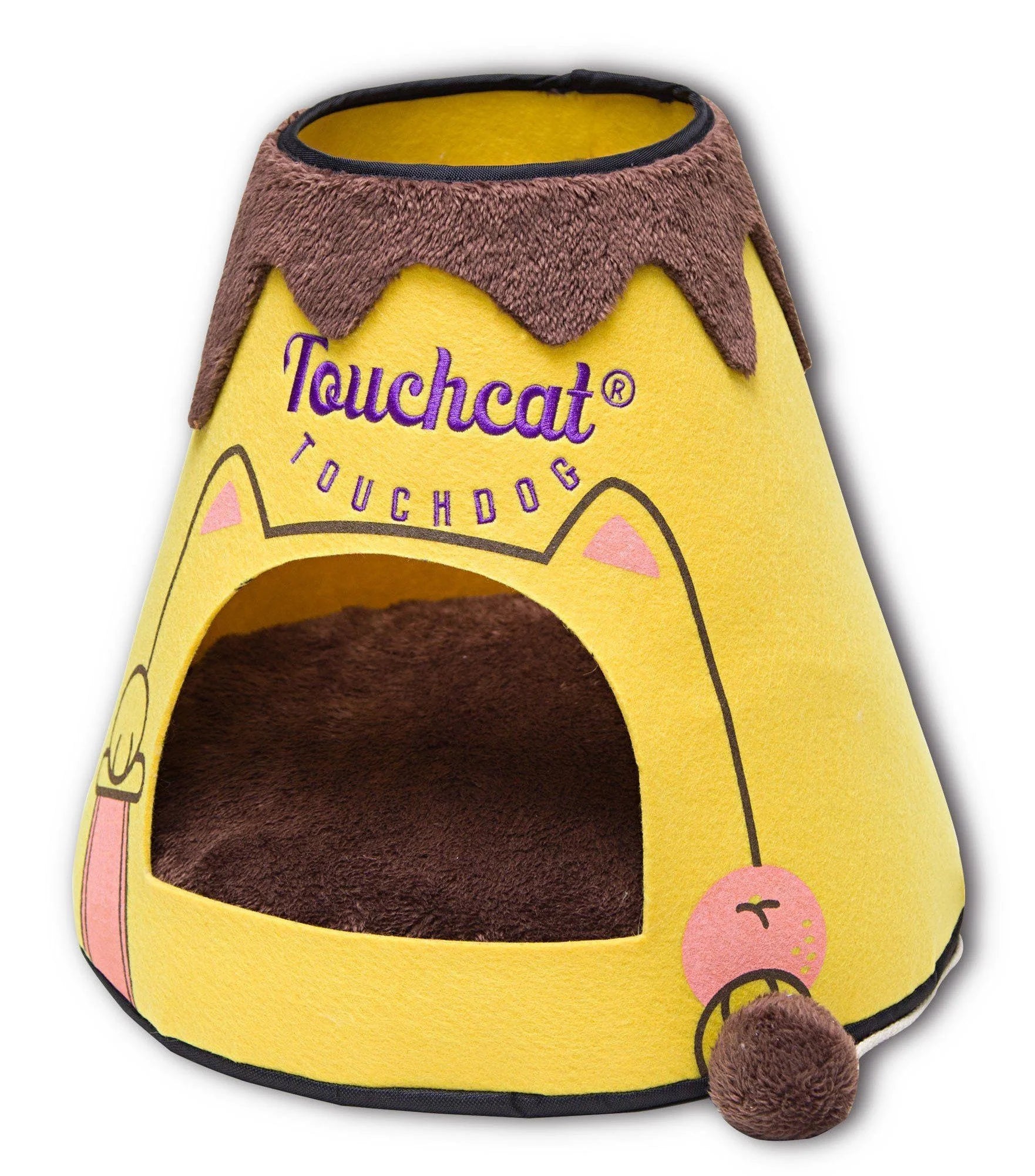 Touchcat 'Molten Lava' Triangular Frashion Designer Pet Kitty Cat Bed House Lounge Lounger w/ Hanging Teaser Toy