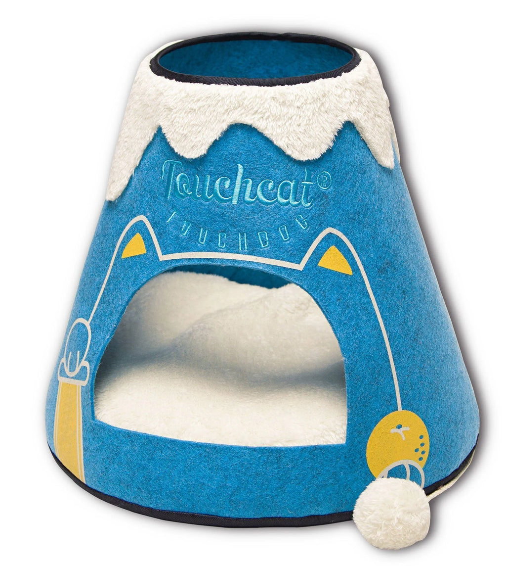 Touchcat 'Molten Lava' Triangular Frashion Designer Pet Kitty Cat Bed House Lounge Lounger w/ Hanging Teaser Toy