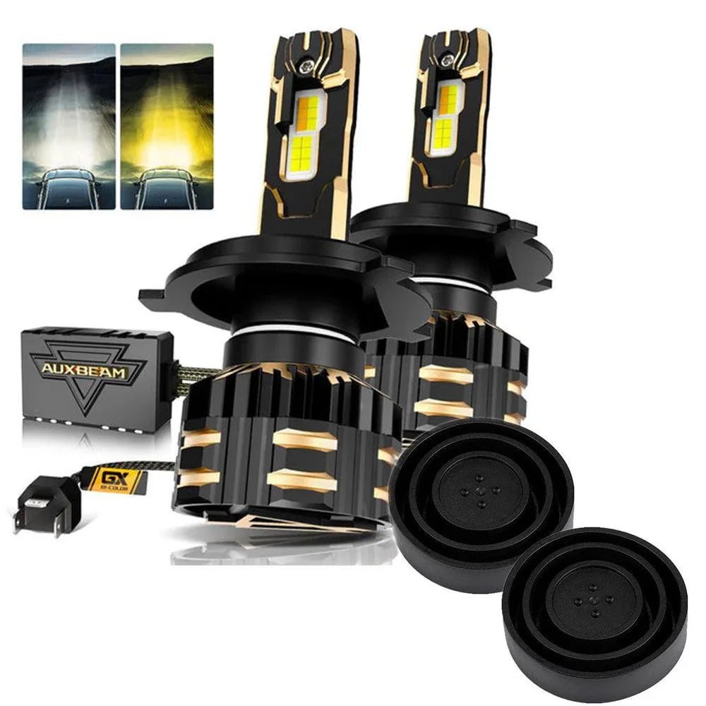 Auxbeam H4 LED Headlight Bulbs 110W 25000LM GX Bi-Color Series High Power & Brightness Dual Color Switchback | 2 Bulbs