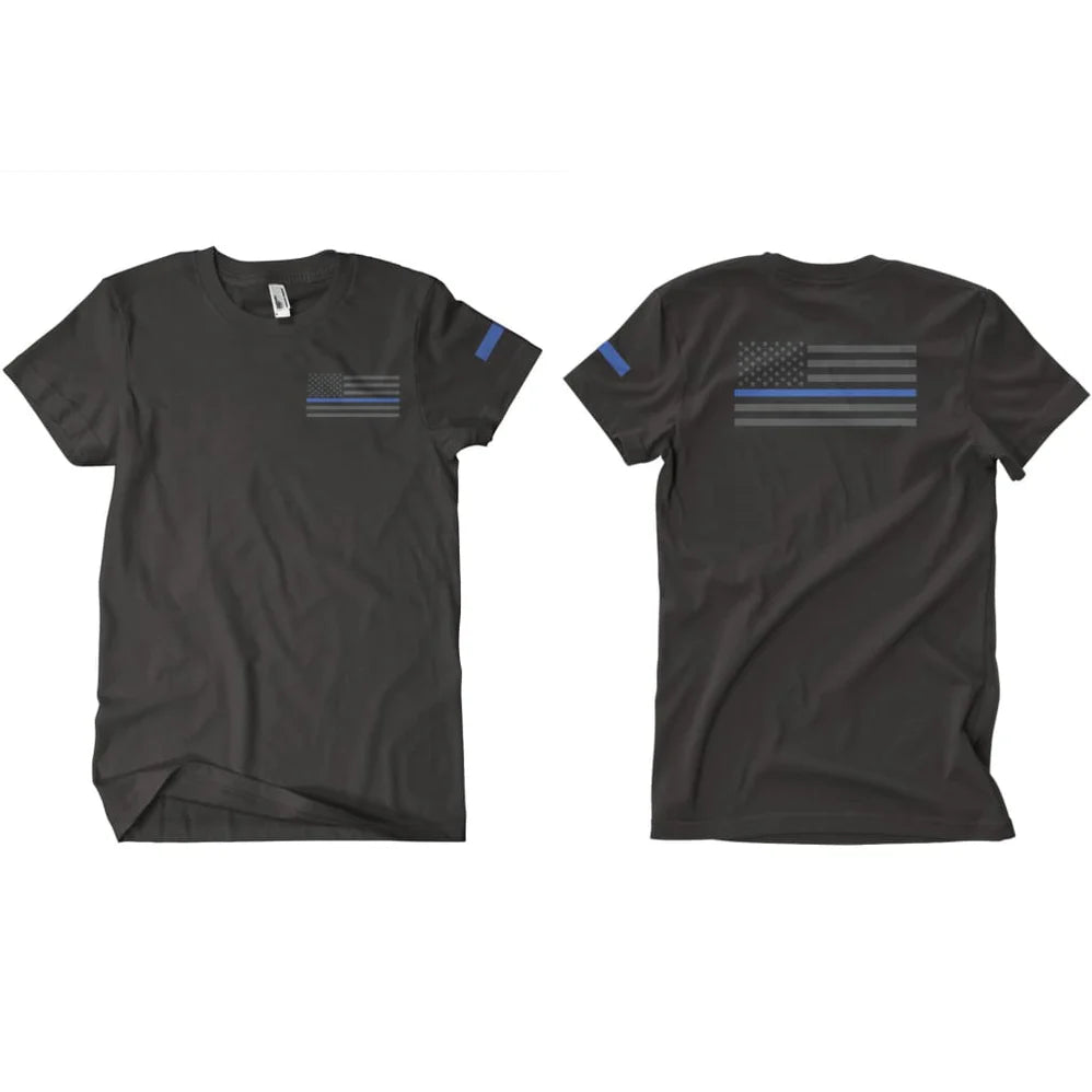 Fox Outdoor USA Flag Thin Blue Line Two-Sided T-Shirt SpadezStore