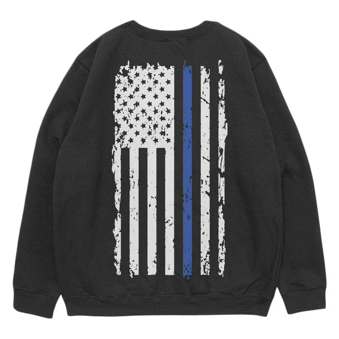 Fox Outdoor Vintage Flag Blue Line Crewneck Sweatshirt SpadezStore