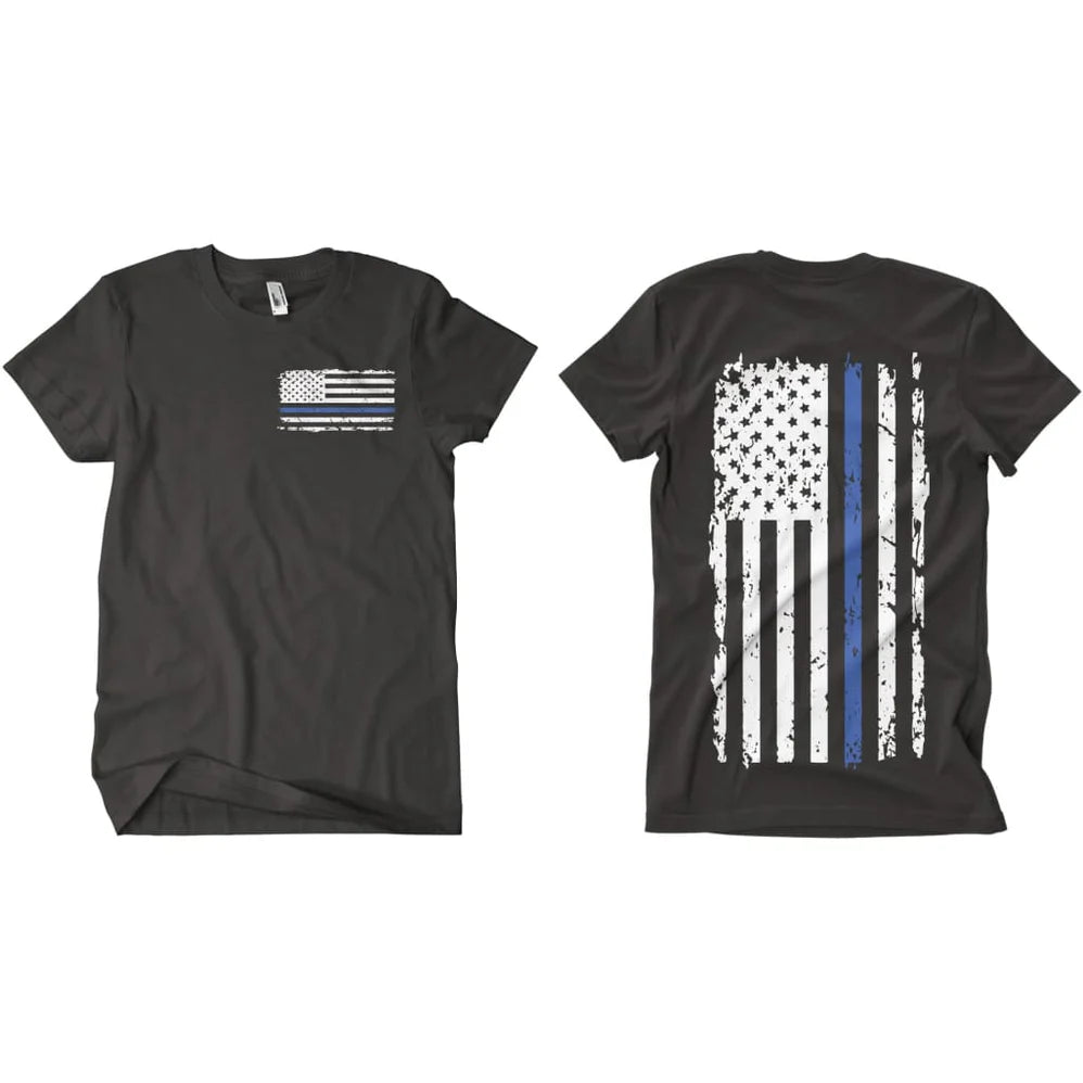 Fox Outdoor Vintage Flag Blue Line Two-Sided T-Shirt SpadezStore