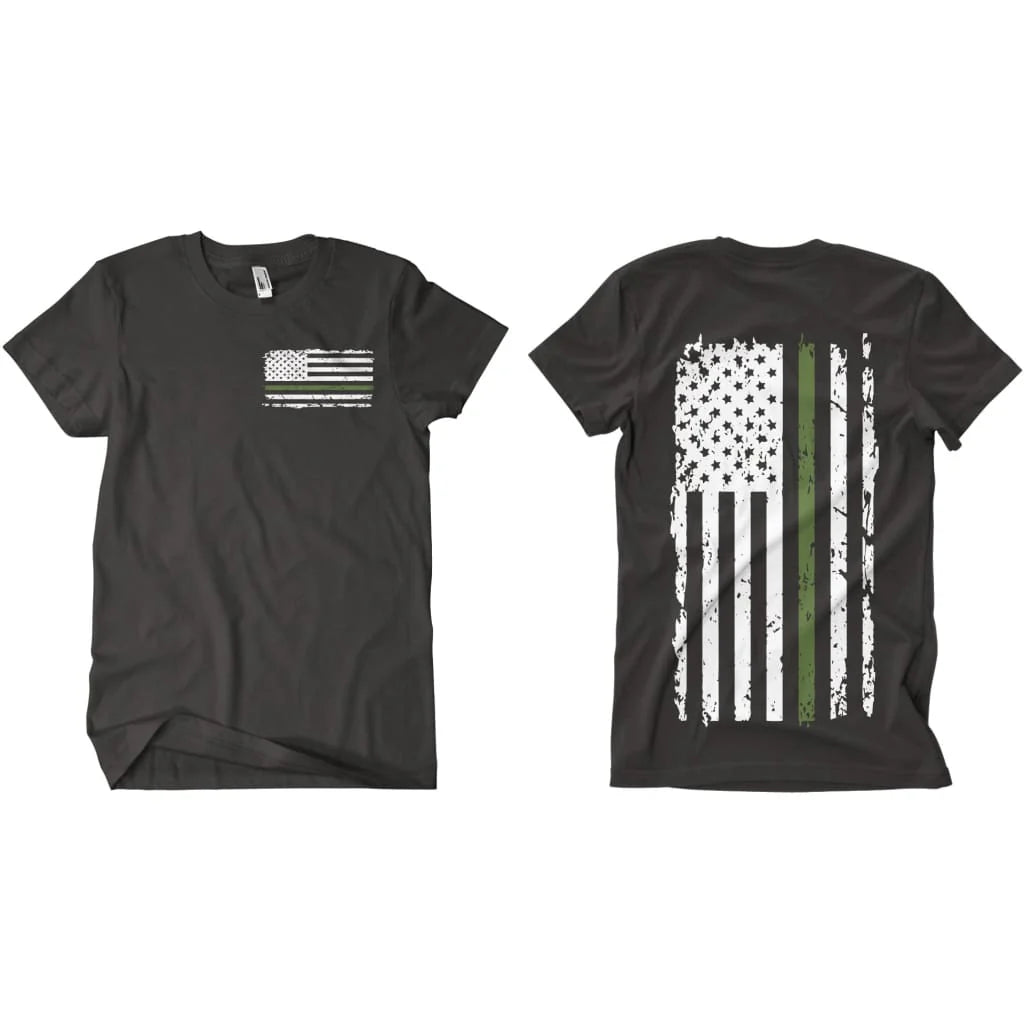 Fox Outdoor Vintage Flag Green Line Two-Sided T-Shirt SpadezStore