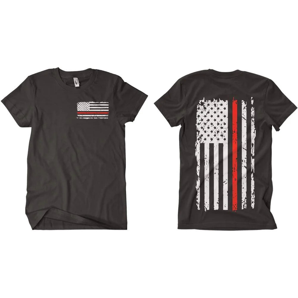 Fox Outdoor Vintage Flag Red Line Two-Sided T-Shirt SpadezStore