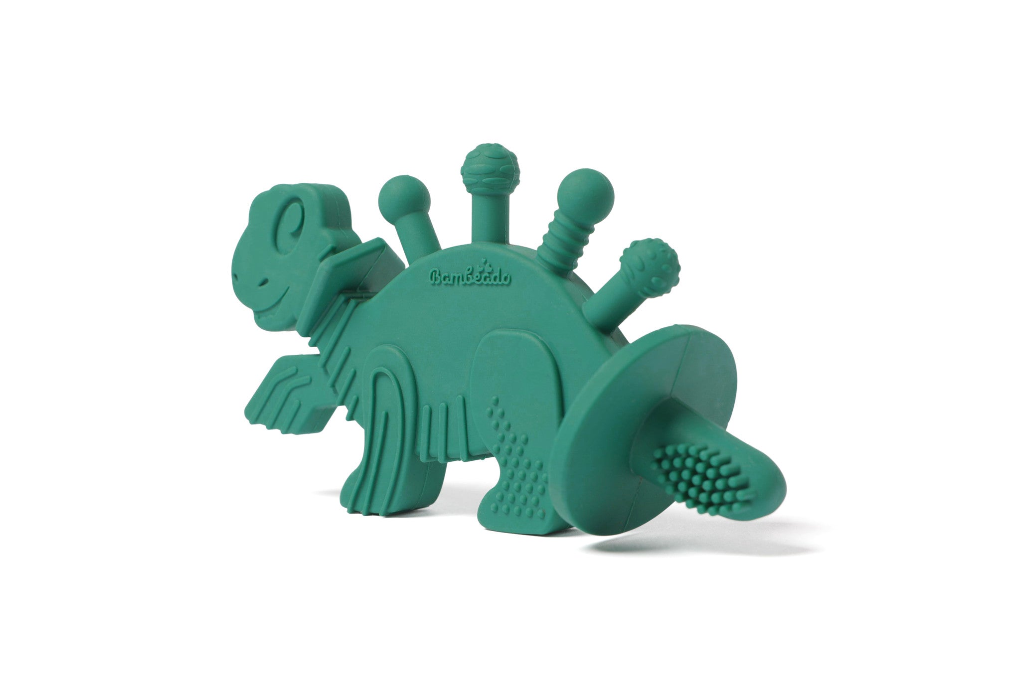 Bambeado Dibly - Green - Baltic Amber & Natural Rubber Dinosaur Teether with Toothbrush Tail