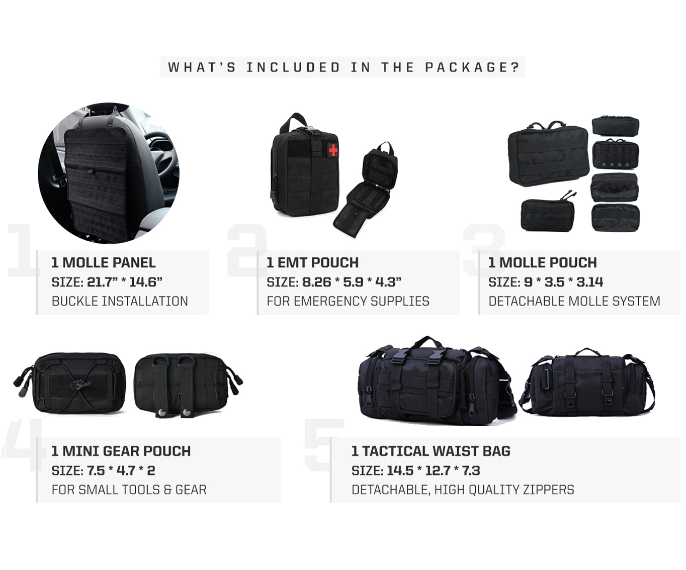 Skullvibe Tactical MOLLE Seat Organizer Full Set
