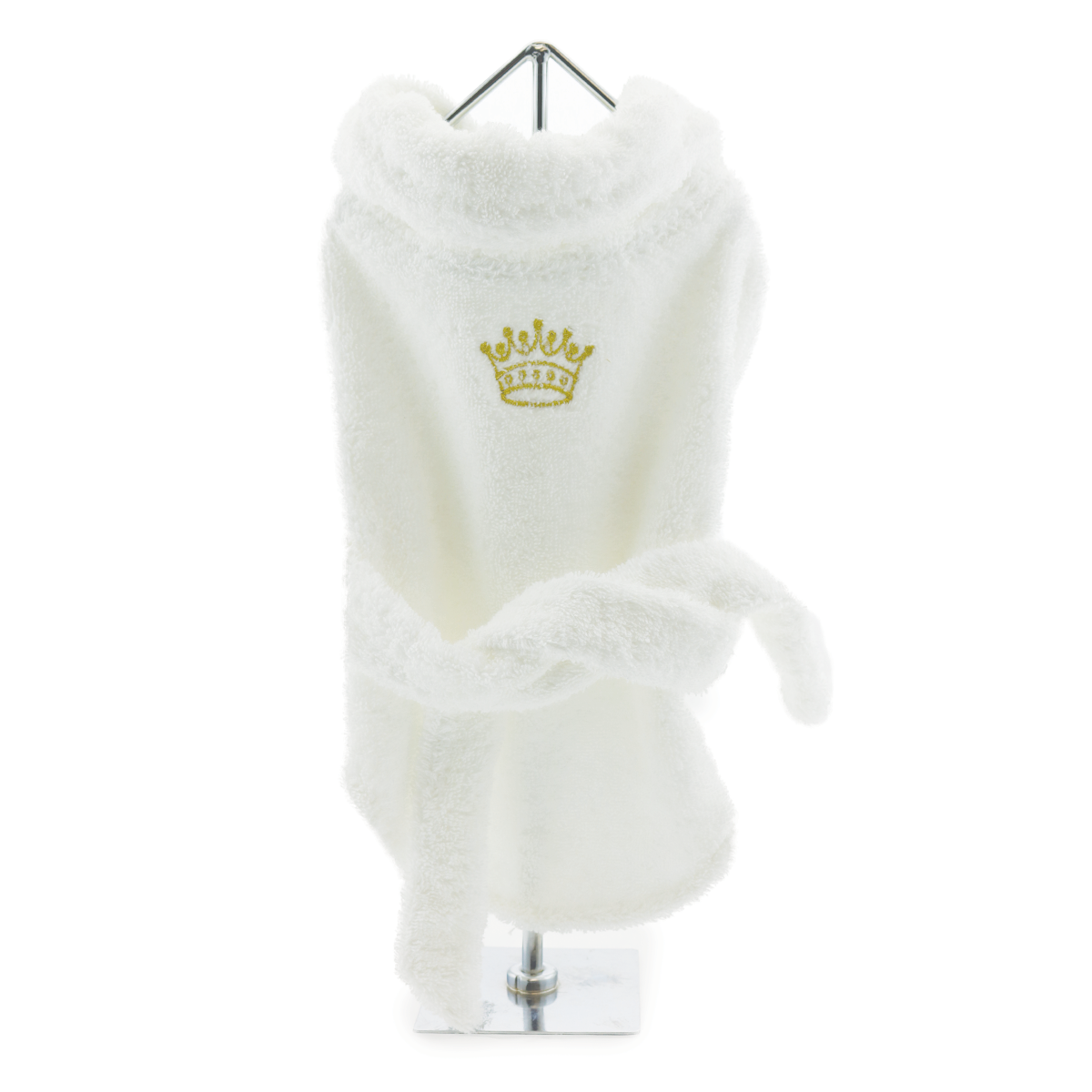 Doggie Design White Gold Crown Cotton Dog Bathrobe SpadezStore