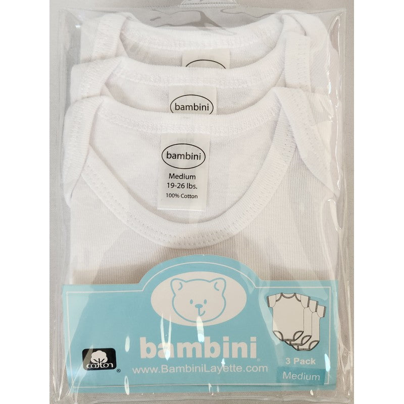 Bambini White Short Sleeve One Piece 3 Pack SpadezStore