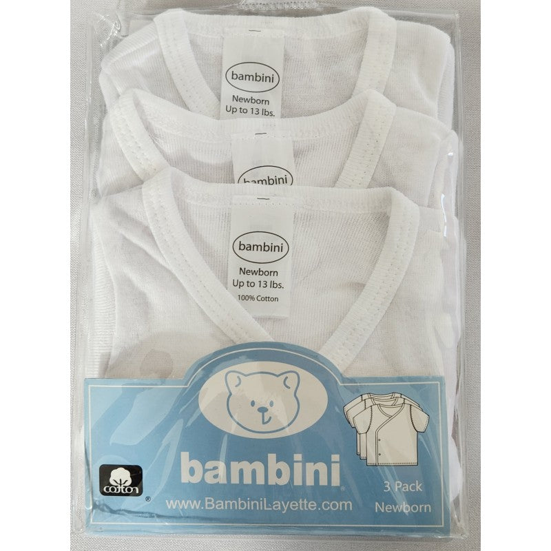 Bambini White Side Snap Short Sleeve Shirt - 3 Pack SpadezStore