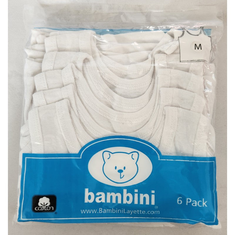 Bambini White Tank Top 6 Pack SpadezStore