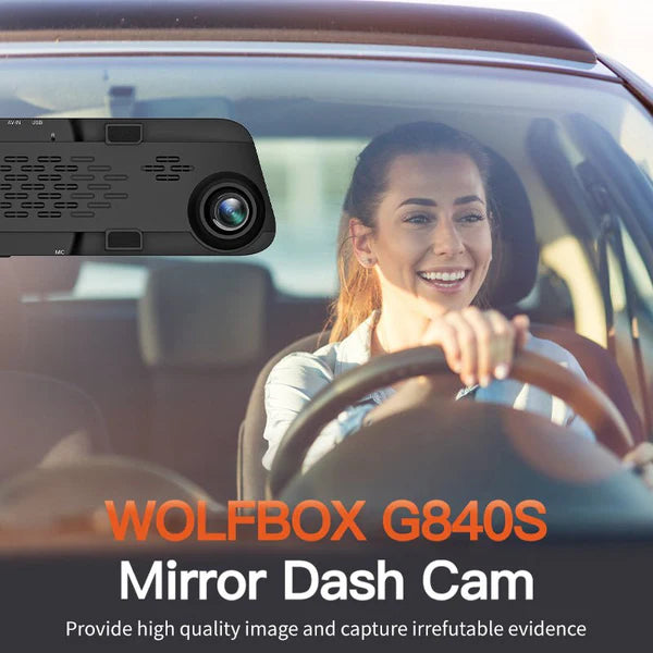 WOLFBOX G840S 12″ 4K Mirror Dash Cam 2160P Full HD Smart Rear View Camera Mirror Dash Cam SpadezStore
