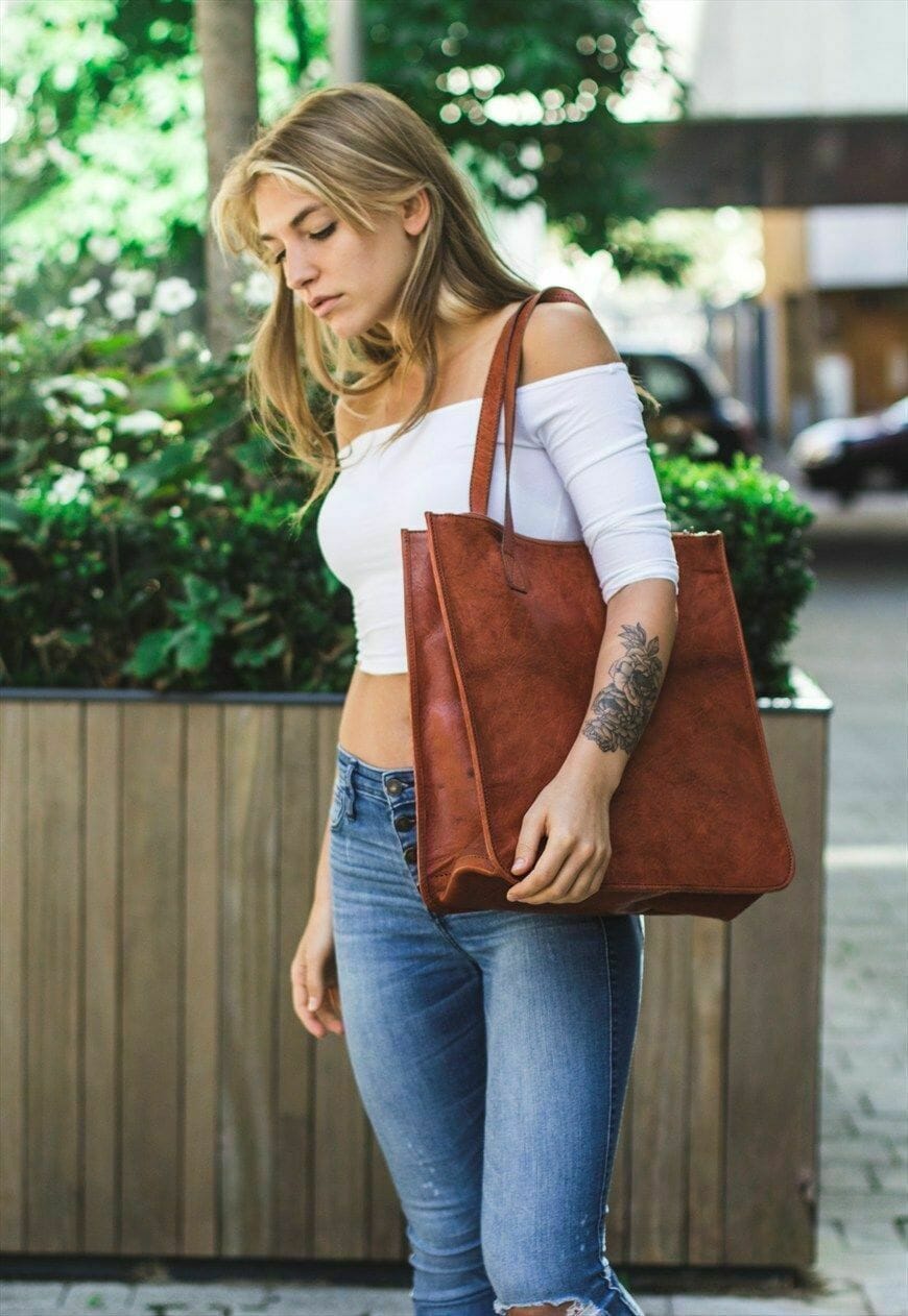 Classy Leather Bags The Shannon Tote SpadezStore