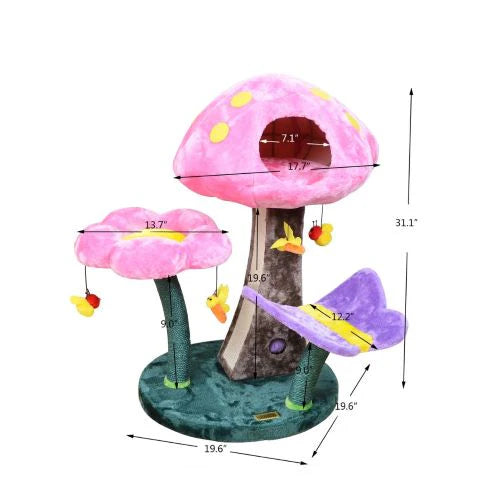 Catry Wonderland Cat Tree with Garden Inspired Condo and Perches SpadezStore