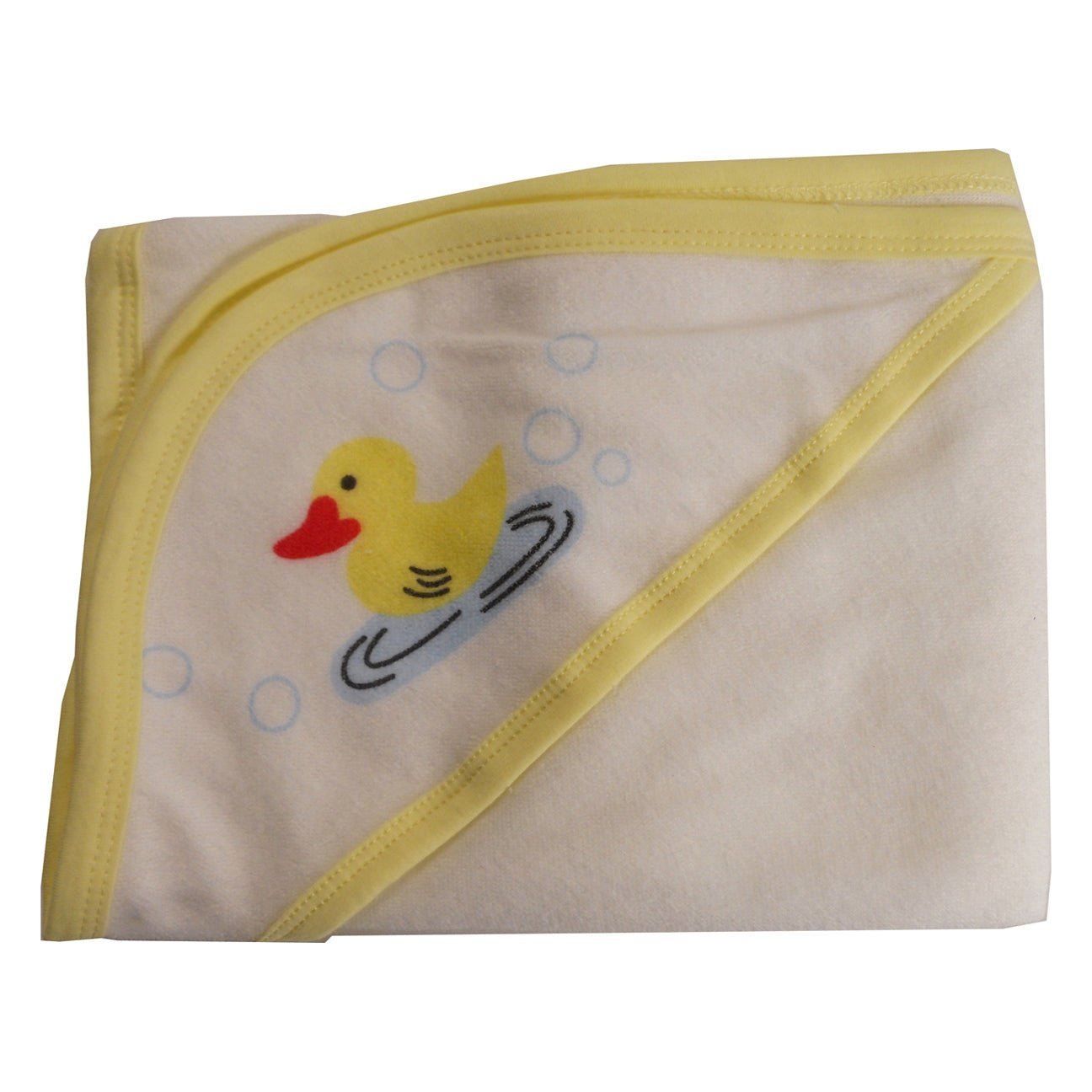 Bamini Hooded Towel with Yellow Binding and Screen Prints