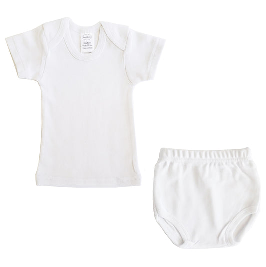 Bambini White Interlock T- Shirt & Underwear Set SpadezStore