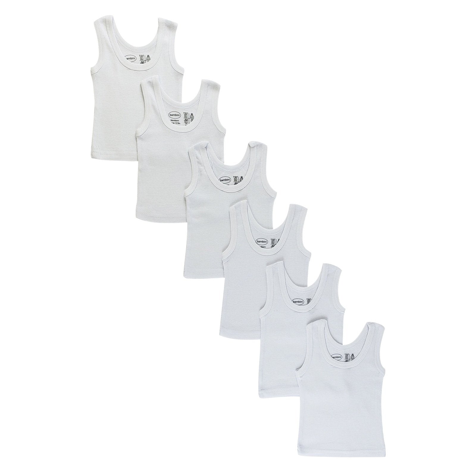 Bambini White Tank Top 6 Pack SpadezStore