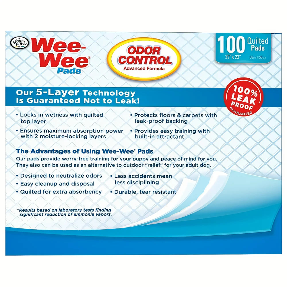 Four Paws Wee Wee Pads - Odor Control - 100 Pack SpadezStore