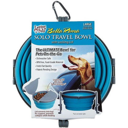 Loving Pets Bella Roma Blue Travel Bowl SpadezStore