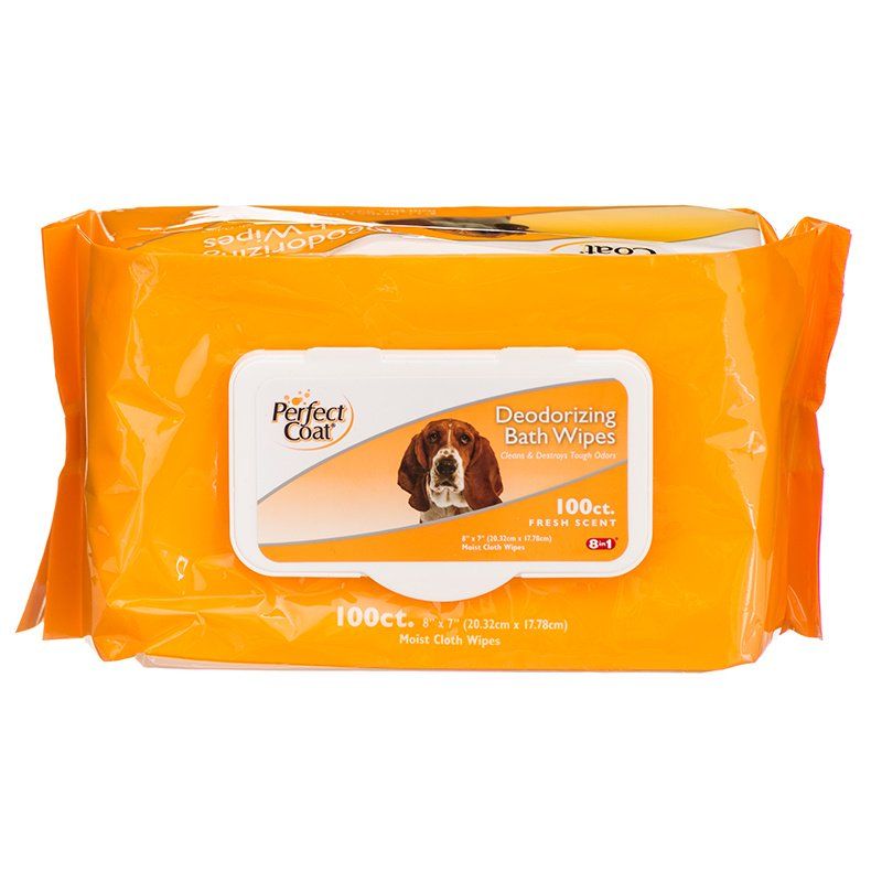Perfect Coat Deodorizing Bath Wipes for Dogs 100 CT SpadezStore