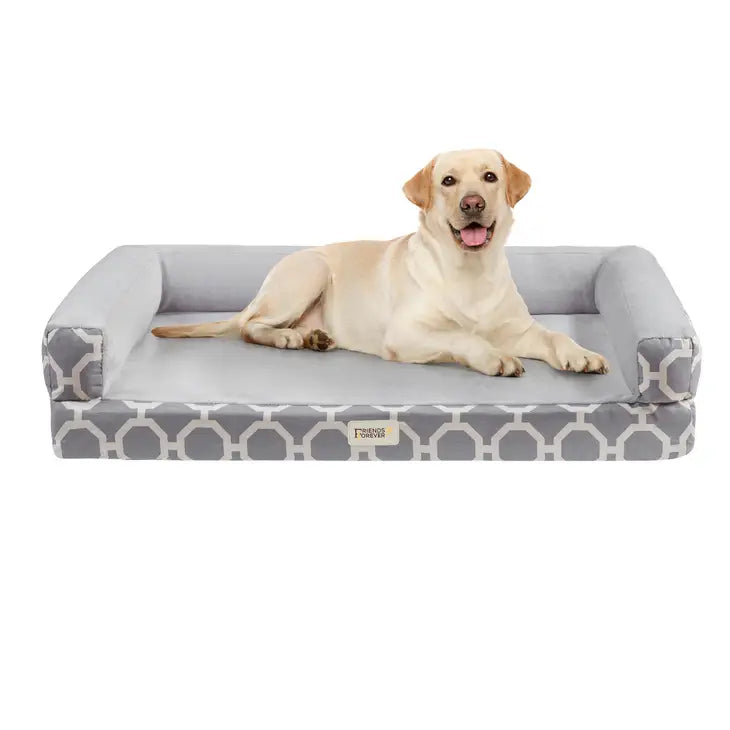Modern Gray Dog Bolster Pet Bed Rectangular Couch SpadezStore