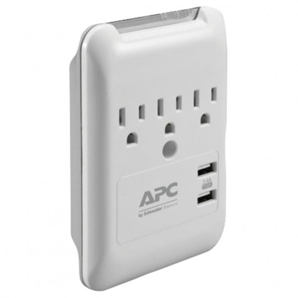 APC PE3WU3 Essential SurgeArrest 3 Outlet Wall Tap with 2 USB Charging Ports SpadezStore