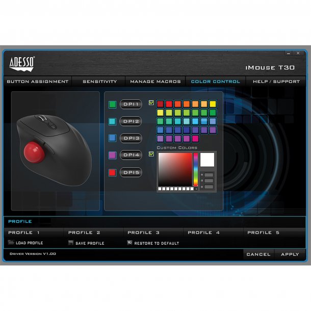 Adesso iMouse® T30 Wireless Programmable Ergonomic Trackball Mouse SpadezStore