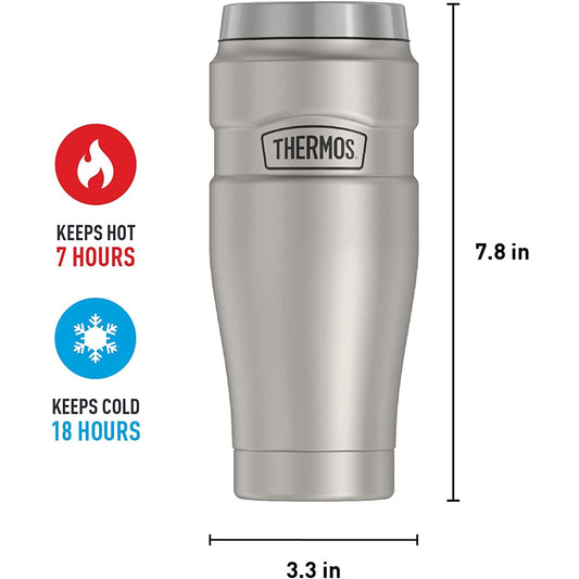 Thermos 16-Ounce Stainless King™ Stainless Steel Travel Tumbler Matte Steel SpadezStore