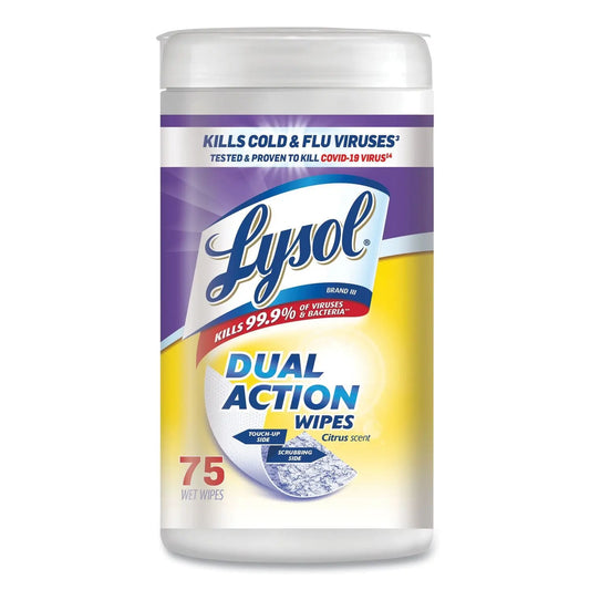 Lysol Dual Action Disinfecting Wipes Citrus scent 75 Ct SpadezStore
